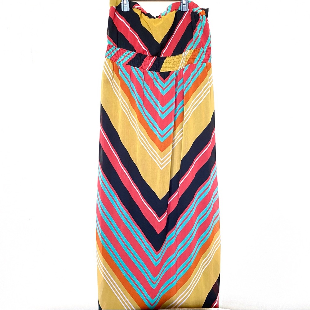 Strapless Multicoloured Maxi Dress - Picture 3 of 4